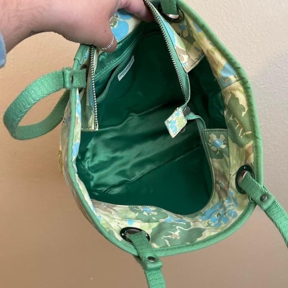 American Eagle Shoulder Handbag 2000s Floral Sequin Purse Blue Green - Picture 4 of 8